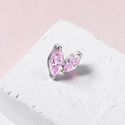 Labret argintiu titan filet intern cu pietre marchize