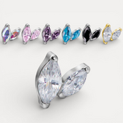 Labret argintiu titan filet intern cu pietre marchize