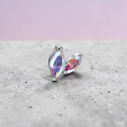 Labret argintiu titan filet intern cu pietre marchize