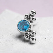 Labret argintiu titan filet intern tip cluster cu pietre si bubbles