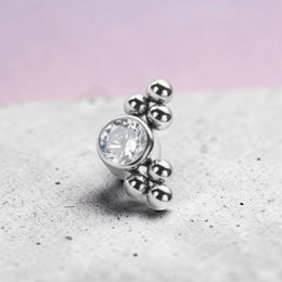 Labret argintiu titan filet intern tip cluster cu pietre si bubbles