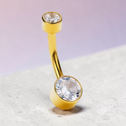 Cercel buric auriu titan filet intern cu cristale incastrate