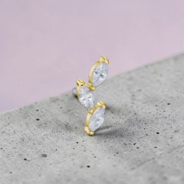 Labret auriu titan filet intern frunze marchize cluster cu pietre