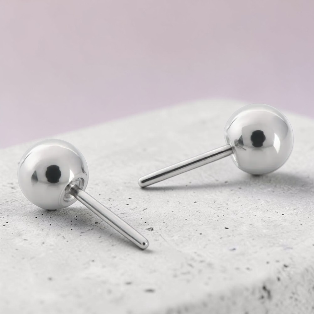 Labret argintiu titan push-in cu biluta mica 2.5 mm