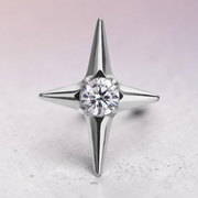 Labret titan argintiu filet intern in forma de stea cu cristal