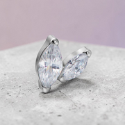 Labret argintiu titan filet intern cu pietre marchize