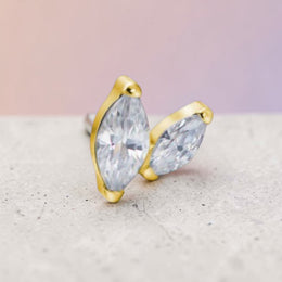 Labret auriu titan filet intern cu pietre marchize