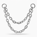 Lănțișor Dublu pentru Piercing din Titan – Argintiu