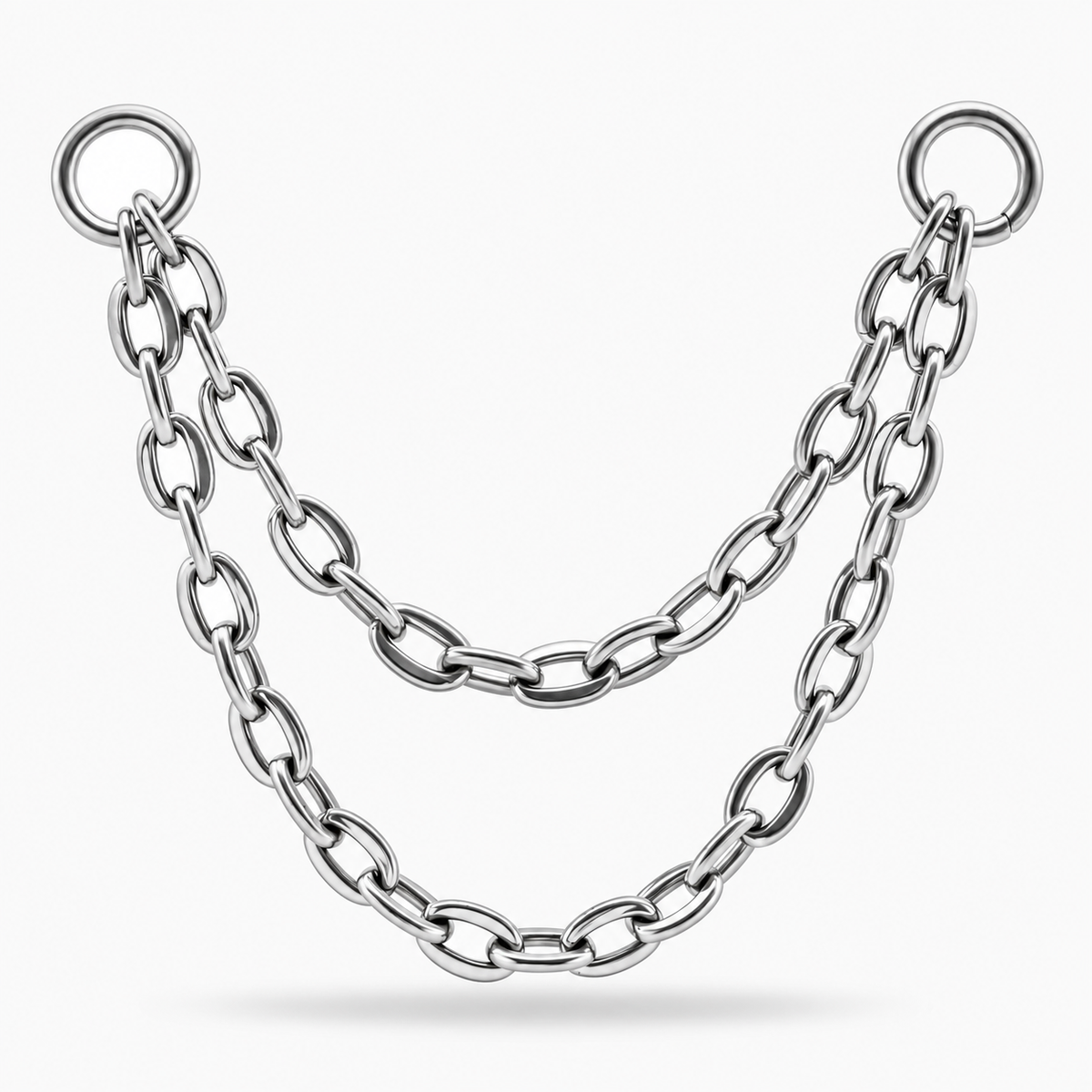 Lănțișor Dublu pentru Piercing din Titan – Argintiu