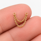 Lănțișor Dublu pentru Piercing din Titan – Auriu Gold PVD