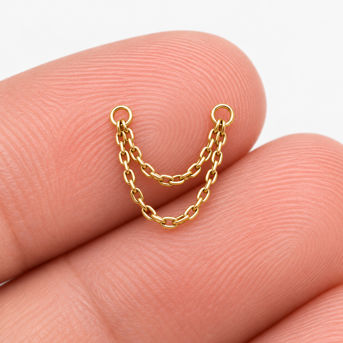 Lănțișor Dublu pentru Piercing din Titan – Auriu Gold PVD