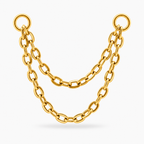 Lănțișor Dublu pentru Piercing din Titan – Auriu Gold PVD