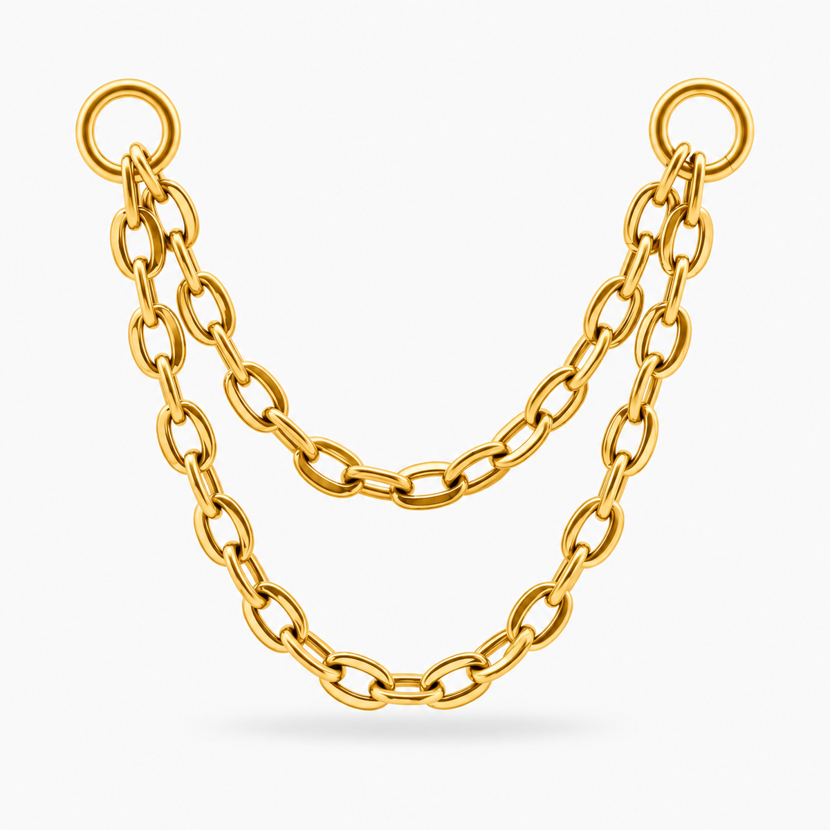 Lănțișor Dublu pentru Piercing din Titan – Auriu Gold PVD