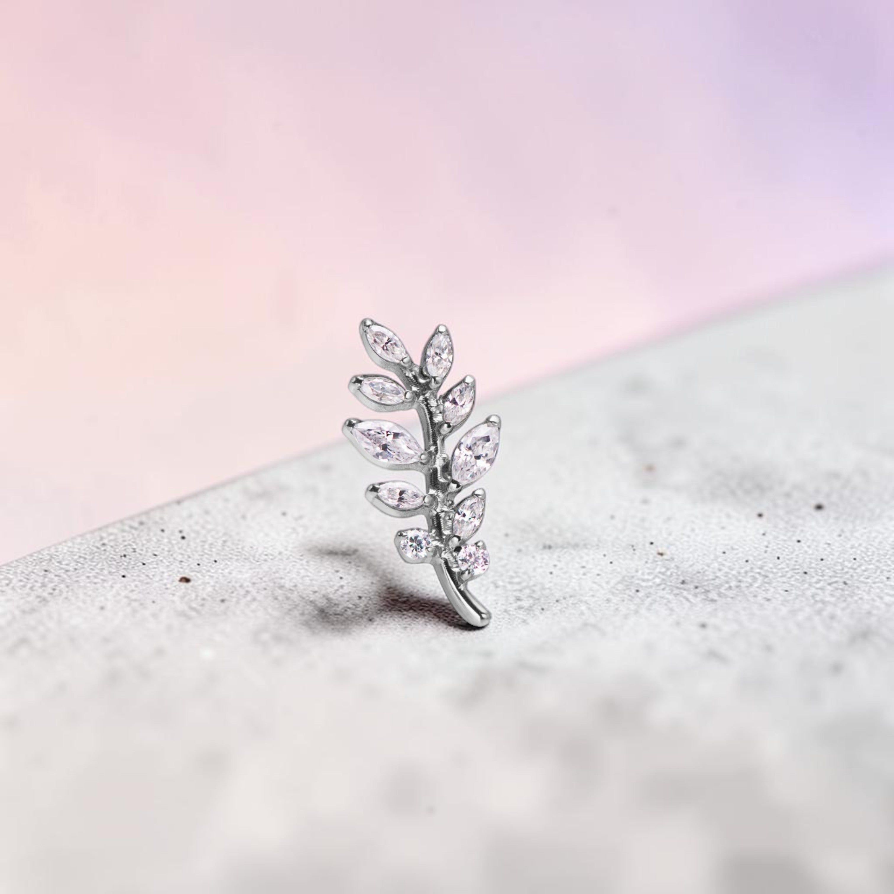 Labret Titan Frunză cu Cluster de Pietre