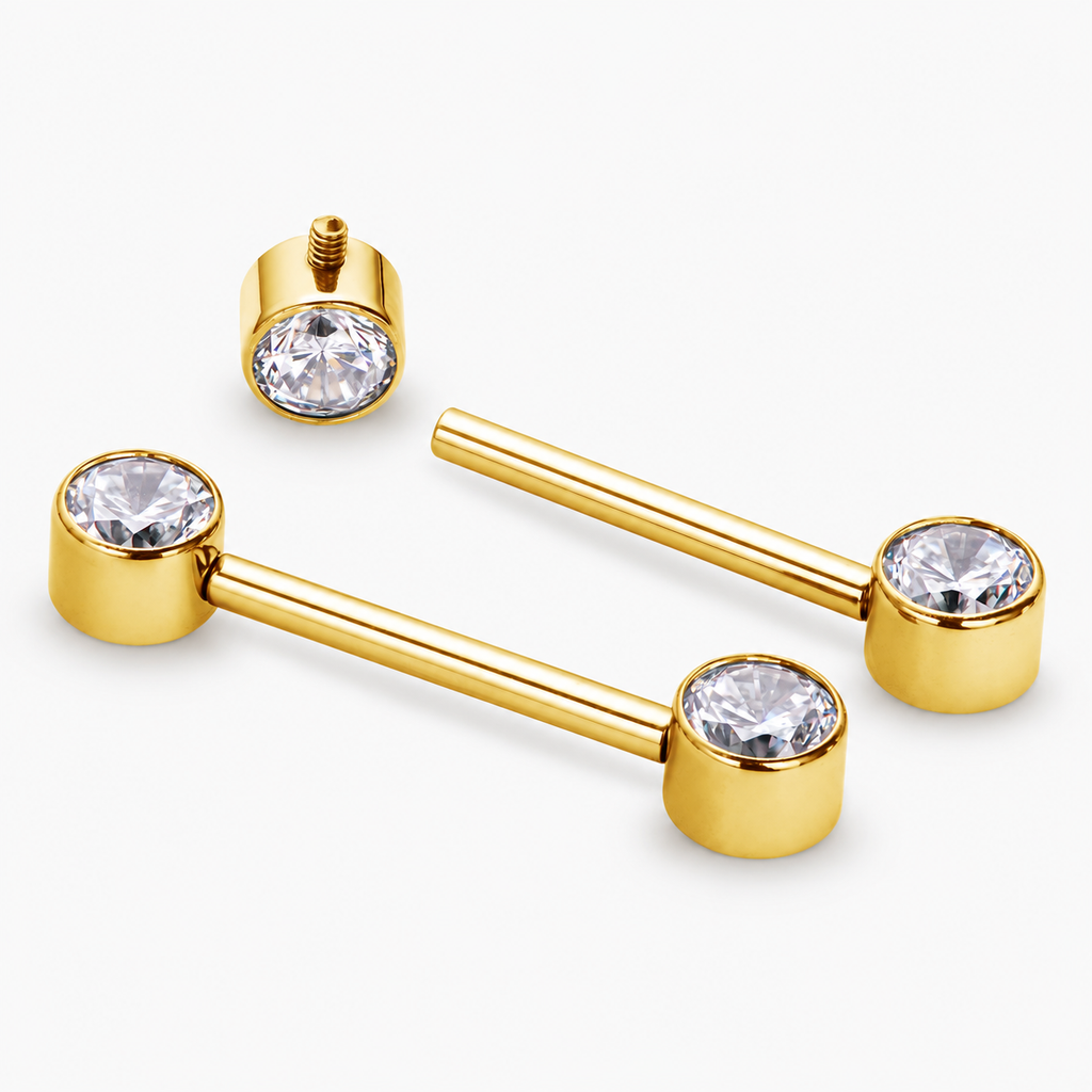 Piercing pentru Mamelon din Titan cu Cristale CZ