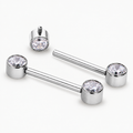 Piercing pentru Mamelon din Titan cu Cristale CZ – Argintiu
