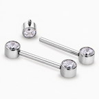 Piercing pentru Mamelon din Titan cu Cristale CZ – Argintiu