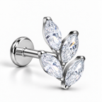 Labret din titan tip ramură cu cristale CZ transparente
