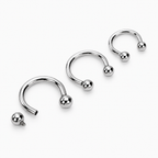 Piercing Tip Potcoavă din Titan cu Bile – Argintiu