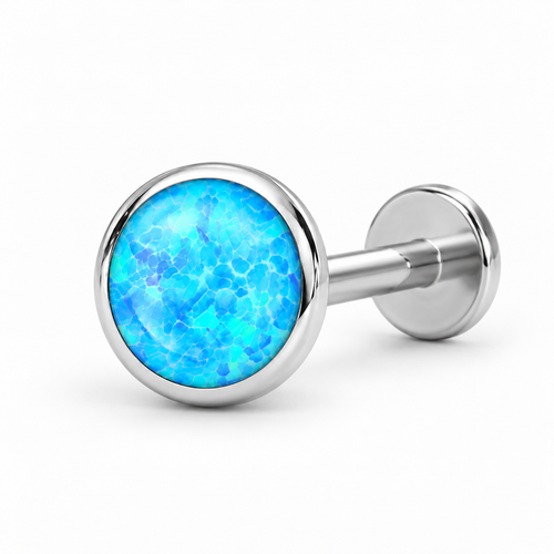 Piercing Labret cu opal rotund