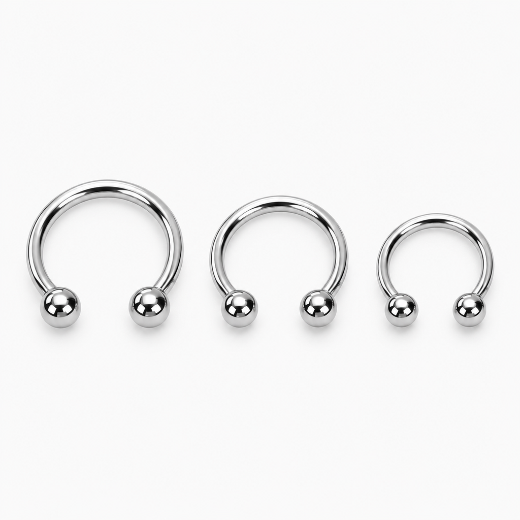 Piercing Tip Potcoavă din Titan cu Bile – Argintiu