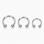 Piercing Tip Potcoavă din Titan cu Bile – Argintiu