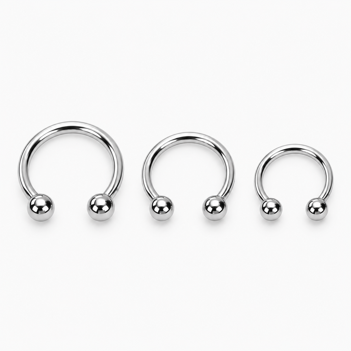 Piercing Tip Potcoavă din Titan cu Bile – Argintiu