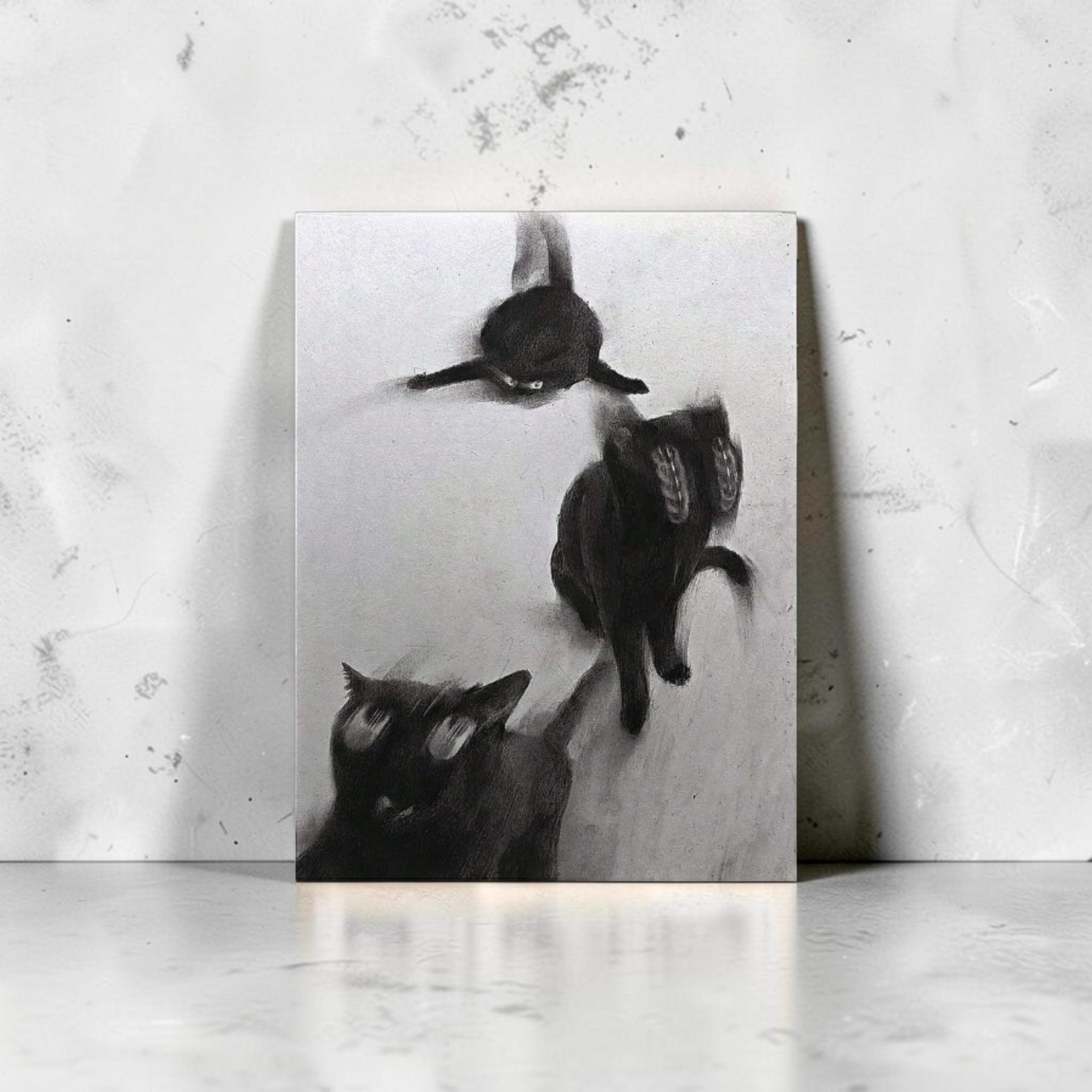 Poster cu pisici negre alergand
