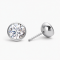 Labret argintiu titan push-in cu pietre mici multicolor