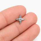 Labret titan argintiu filet intern in forma de stea cu cristal